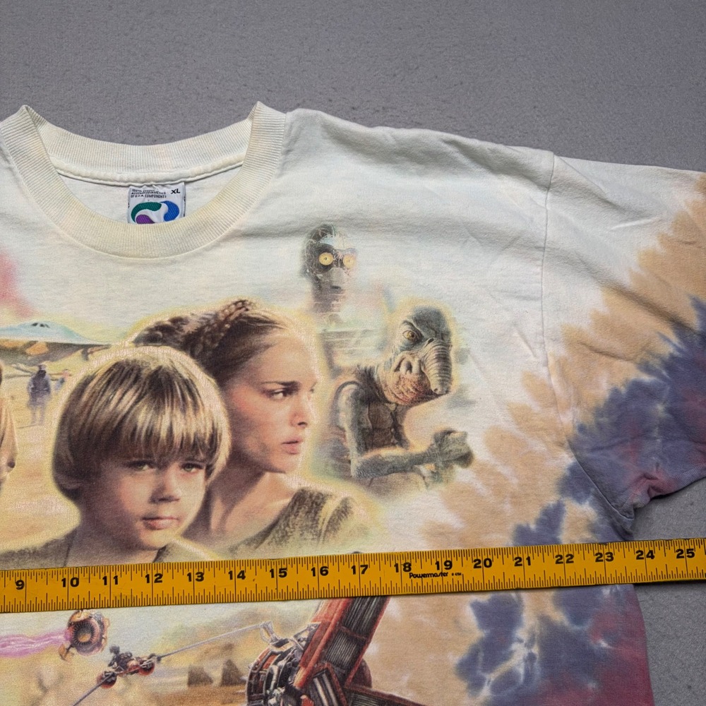 Liquid Blue T-Shirt Mens XL Multi Star Wars Episode I Phantom Menace Tie Dye AOP - Picture 7 of 14